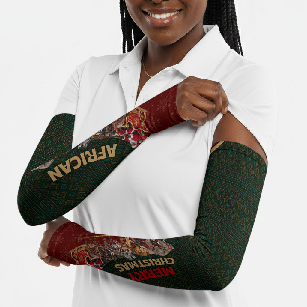 African Safari Animals Christmas Sleigh Arm Sleeves Festive Wildlife Tribal Pattern Santa Sleigh