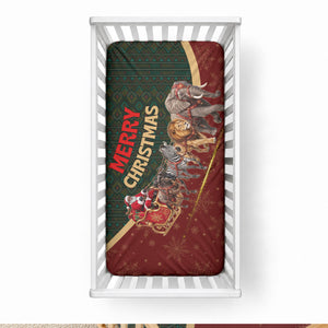 African Safari Animals Christmas Sleigh Baby Bed Cover Festive Wildlife Tribal Pattern Santa Sleigh