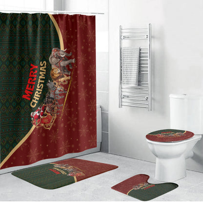 African Safari Animals Christmas Sleigh Bathroom Set Festive Wildlife Tribal Pattern Santa Sleigh