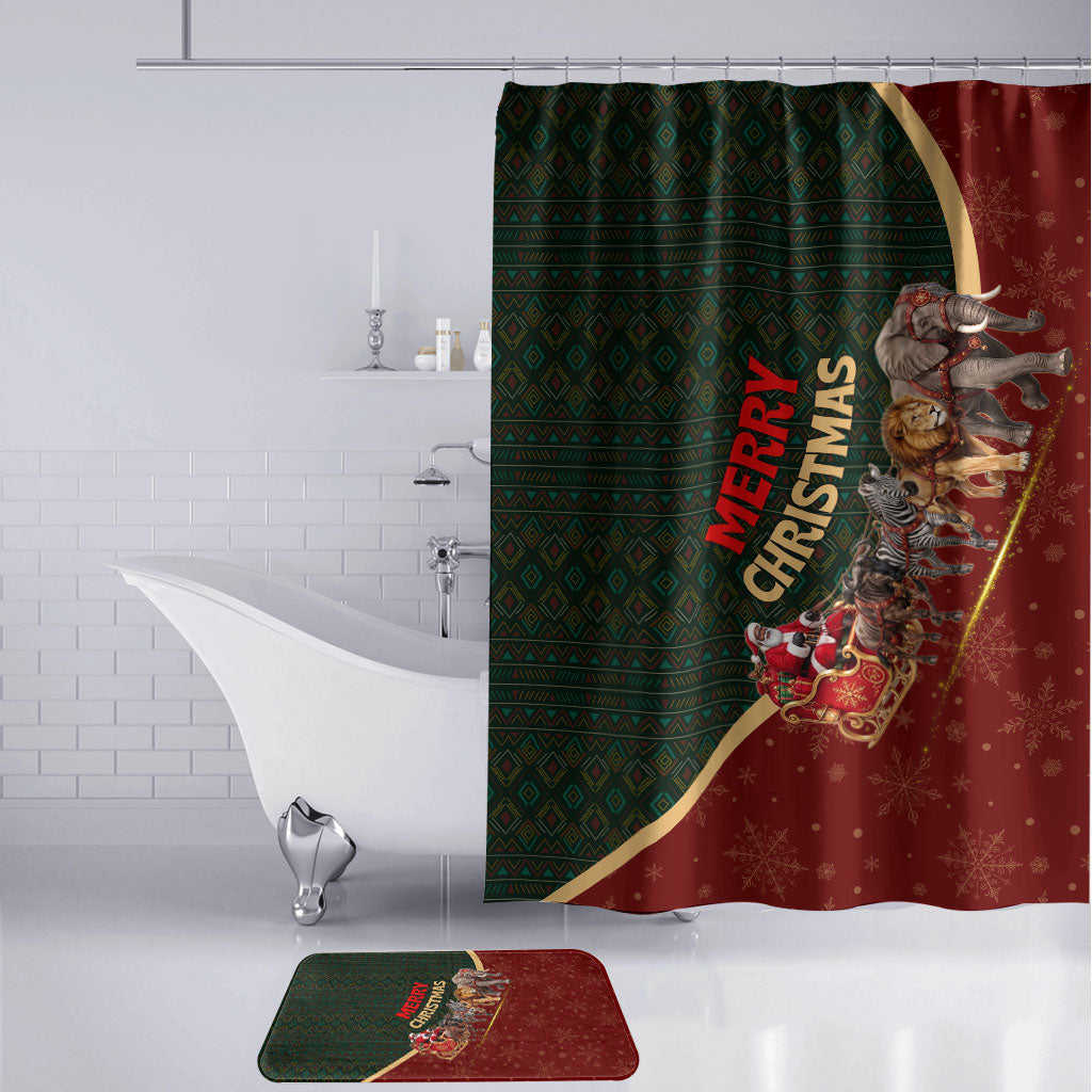 African Safari Animals Christmas Sleigh Bathroom Set Festive Wildlife Tribal Pattern Santa Sleigh