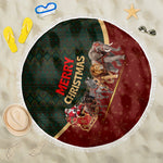 African Safari Animals Christmas Sleigh Beach Blanket Festive Wildlife Tribal Pattern Santa Sleigh