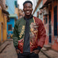 African Safari Animals Christmas Sleigh Bomber Jacket Festive Wildlife Tribal Pattern Santa Sleigh