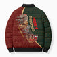 African Safari Animals Christmas Sleigh Bomber Puffer Jacket Festive Wildlife Tribal Pattern Santa Sleigh
