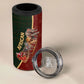 African Safari Animals Christmas Sleigh 4 in 1 Can Cooler Tumbler Festive Wildlife Tribal Pattern Santa Sleigh