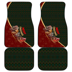 African Safari Animals Christmas Sleigh Car Mats Festive Wildlife Tribal Pattern Santa Sleigh