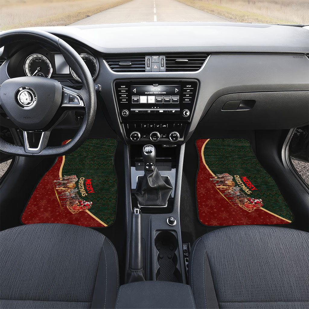 African Safari Animals Christmas Sleigh Car Mats Festive Wildlife Tribal Pattern Santa Sleigh