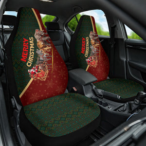 African Safari Animals Christmas Sleigh Car Seat Cover Festive Wildlife Tribal Pattern Santa Sleigh
