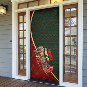 African Safari Animals Christmas Sleigh Door Cover Festive Wildlife Tribal Pattern Santa Sleigh