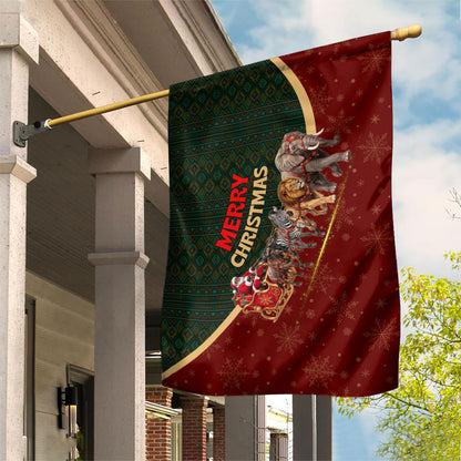 African Safari Animals Christmas Sleigh Garden Flag Festive Wildlife Tribal Pattern Santa Sleigh