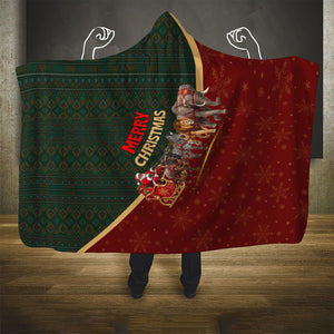 African Safari Animals Christmas Sleigh Hooded Blanket Festive Wildlife Tribal Pattern Santa Sleigh