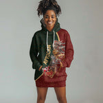 African Safari Animals Christmas Sleigh Hoodie Dress Festive Wildlife Tribal Pattern Santa Sleigh