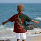 African Safari Animals Christmas Sleigh Kid Hawaiian Shirt Festive Wildlife Tribal Pattern Santa Sleigh