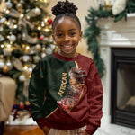 African Safari Animals Christmas Sleigh Kid Ugly Christmas Sweater Festive Wildlife Tribal Pattern Santa Sleigh