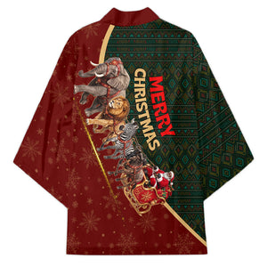 African Safari Animals Christmas Sleigh Kimono Festive Wildlife Tribal Pattern Santa Sleigh