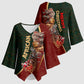African Safari Animals Christmas Sleigh Kimono Sleeve Blouse Festive Wildlife Tribal Pattern Santa Sleigh