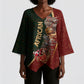 African Safari Animals Christmas Sleigh Kimono Sleeve Blouse Festive Wildlife Tribal Pattern Santa Sleigh