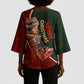 African Safari Animals Christmas Sleigh Kimono Sleeve Blouse Festive Wildlife Tribal Pattern Santa Sleigh