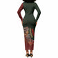 African Safari Animals Christmas Sleigh Long Sleeve Bodycon Dress Festive Wildlife Tribal Pattern Santa Sleigh