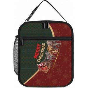 African Safari Animals Christmas Sleigh Lunch Bag Festive Wildlife Tribal Pattern Santa Sleigh