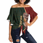 African Safari Animals Christmas Sleigh Off Shoulder Wrap Waist Top Festive Wildlife Tribal Pattern Santa Sleigh