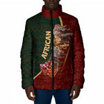 African Safari Animals Christmas Sleigh Padded Jacket Festive Wildlife Tribal Pattern Santa Sleigh