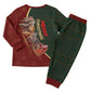 African Safari Animals Christmas Sleigh Christmas Pajama Set Festive Wildlife Tribal Pattern Santa Sleigh