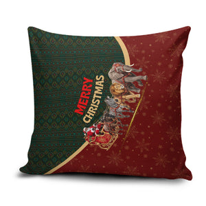 African Safari Animals Christmas Sleigh Pillow Cover Festive Wildlife Tribal Pattern Santa Sleigh