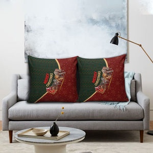 African Safari Animals Christmas Sleigh Pillow Cover Festive Wildlife Tribal Pattern Santa Sleigh