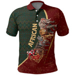 African Safari Animals Christmas Sleigh Polo Shirt Festive Wildlife Tribal Pattern Santa Sleigh