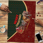 African Safari Animals Christmas Sleigh Puzzle Festive Wildlife Tribal Pattern Santa Sleigh