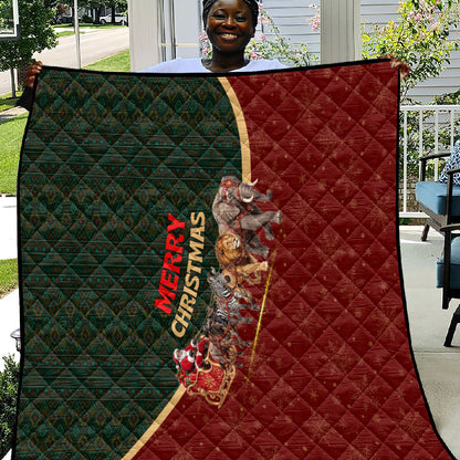 African Safari Animals Christmas Sleigh Quilt Festive Wildlife Tribal Pattern Santa Sleigh