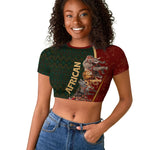 African Safari Animals Christmas Sleigh Raglan Cropped T shirt Festive Wildlife Tribal Pattern Santa Sleigh