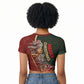 African Safari Animals Christmas Sleigh Raglan Cropped T shirt Festive Wildlife Tribal Pattern Santa Sleigh