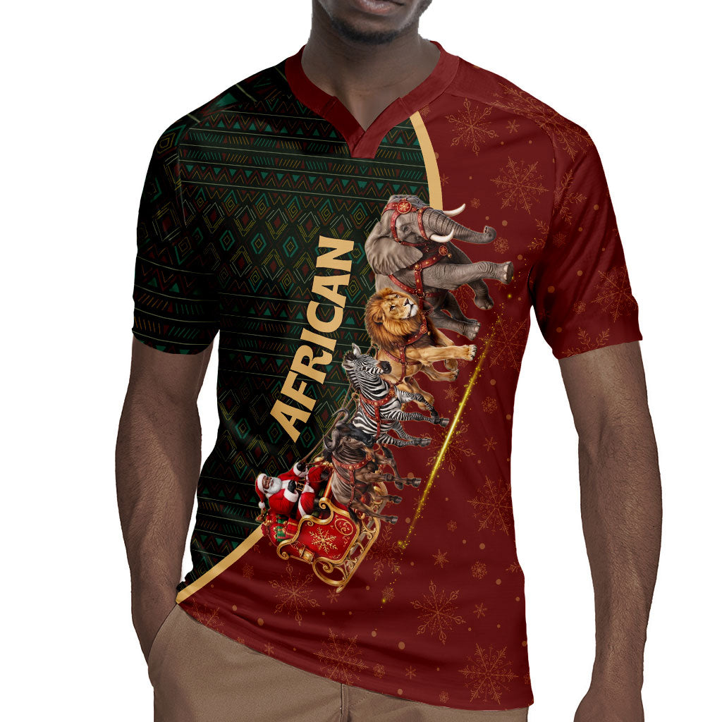 African Safari Animals Christmas Sleigh Rugby Jersey Festive Wildlife Tribal Pattern Santa Sleigh