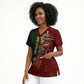 African Safari Animals Christmas Sleigh Scrub Top Festive Wildlife Tribal Pattern Santa Sleigh