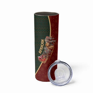 African Safari Animals Christmas Sleigh Skinny Tumbler Festive Wildlife Tribal Pattern Santa Sleigh