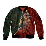 African Safari Animals Christmas Sleigh Sleeve Zip Bomber Jacket Festive Wildlife Tribal Pattern Santa Sleigh
