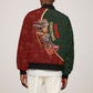 African Safari Animals Christmas Sleigh Sleeve Zip Bomber Jacket Festive Wildlife Tribal Pattern Santa Sleigh