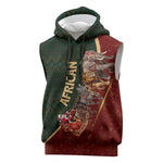 African Safari Animals Christmas Sleigh Sleeveless Hoodie Festive Wildlife Tribal Pattern Santa Sleigh