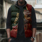 African Safari Animals Christmas Sleigh Sleeveless Puffer Jacket Festive Wildlife Tribal Pattern Santa Sleigh