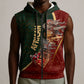African Safari Animals Christmas Sleigh Sleeveless Zip Hoodie Festive Wildlife Tribal Pattern Santa Sleigh