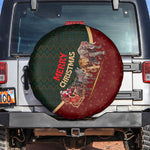 African Safari Animals Christmas Sleigh Spare Tire Cover Festive Wildlife Tribal Pattern Santa Sleigh