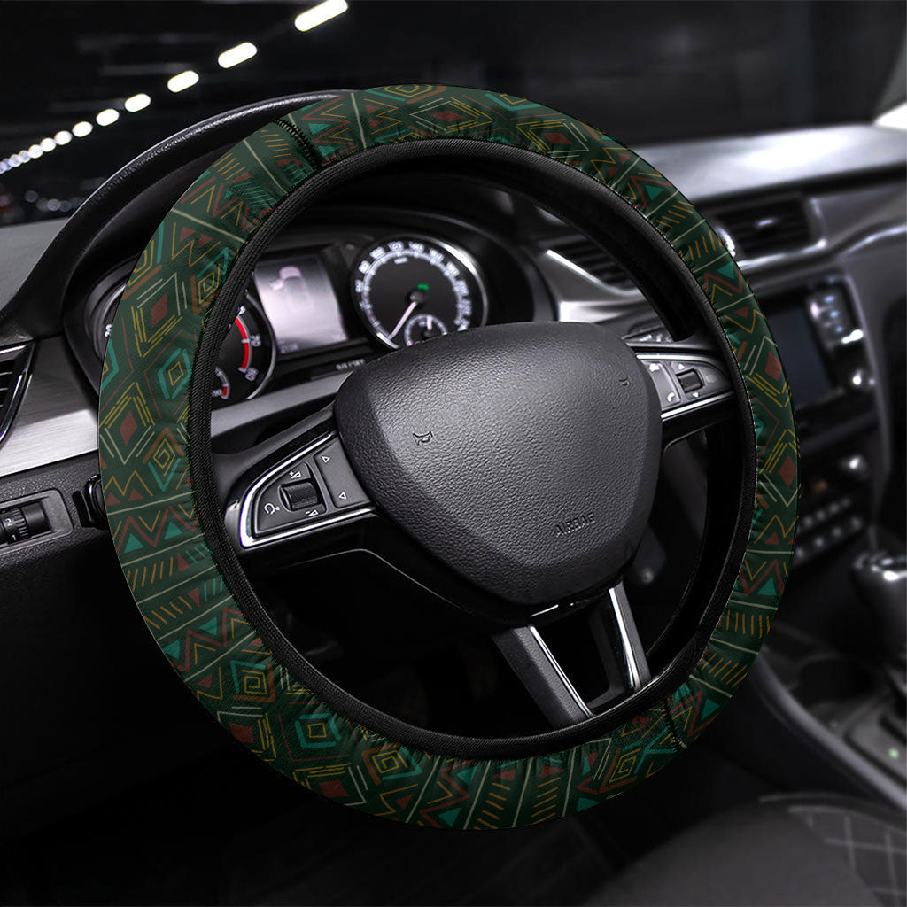African Safari Animals Christmas Sleigh Steering Wheel Cover Festive Wildlife Tribal Pattern Santa Sleigh