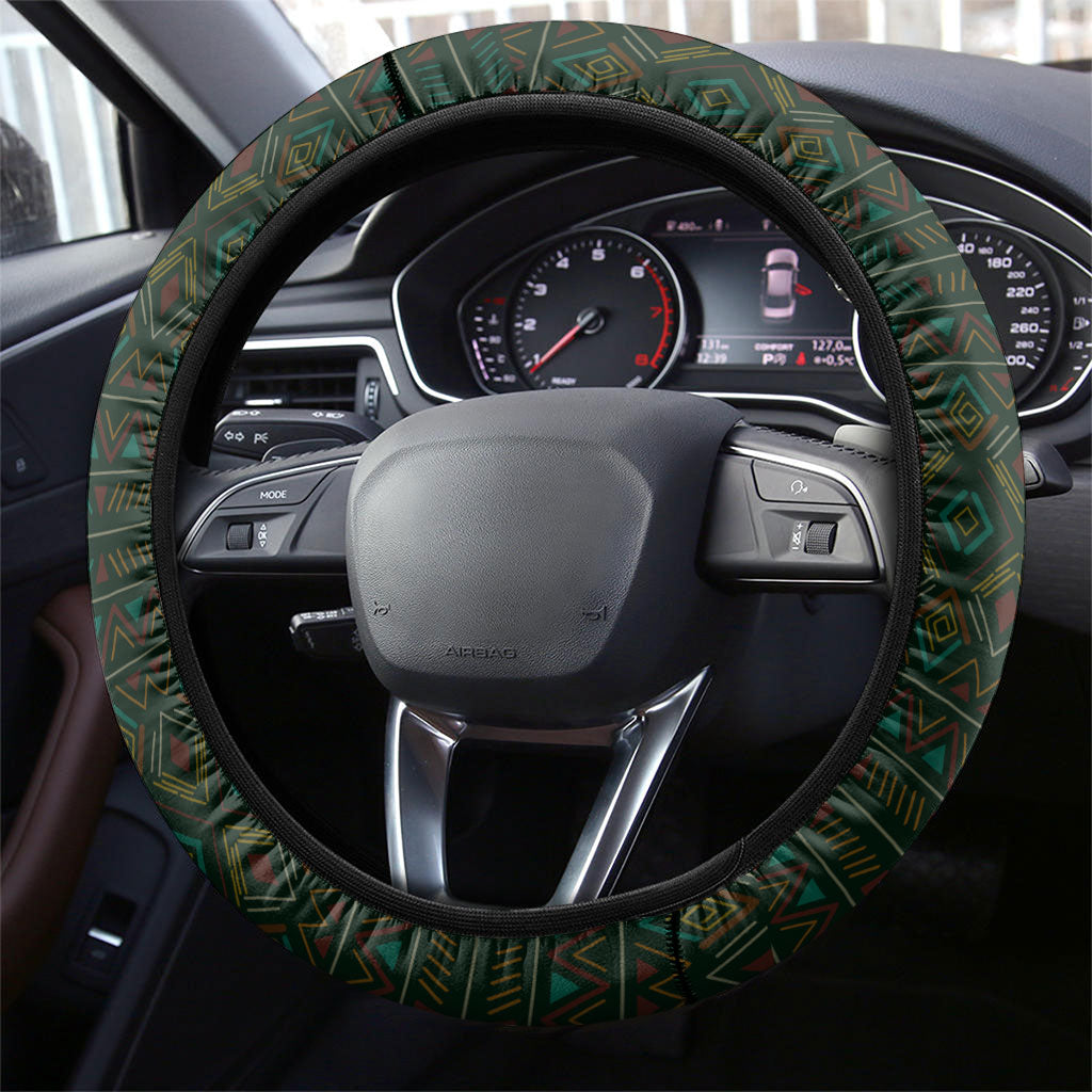 African Safari Animals Christmas Sleigh Steering Wheel Cover Festive Wildlife Tribal Pattern Santa Sleigh