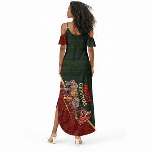 African Safari Animals Christmas Sleigh Summer Maxi Dress Festive Wildlife Tribal Pattern Santa Sleigh