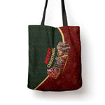 African Safari Animals Christmas Sleigh Tote Bag Festive Wildlife Tribal Pattern Santa Sleigh