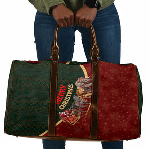 African Safari Animals Christmas Sleigh Travel Bag Festive Wildlife Tribal Pattern Santa Sleigh