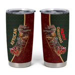 African Safari Animals Christmas Sleigh Tumbler Cup Festive Wildlife Tribal Pattern Santa Sleigh