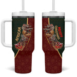 African Safari Animals Christmas Sleigh Tumbler With Handle Festive Wildlife Tribal Pattern Santa Sleigh