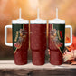 African Safari Animals Christmas Sleigh Tumbler With Handle Festive Wildlife Tribal Pattern Santa Sleigh